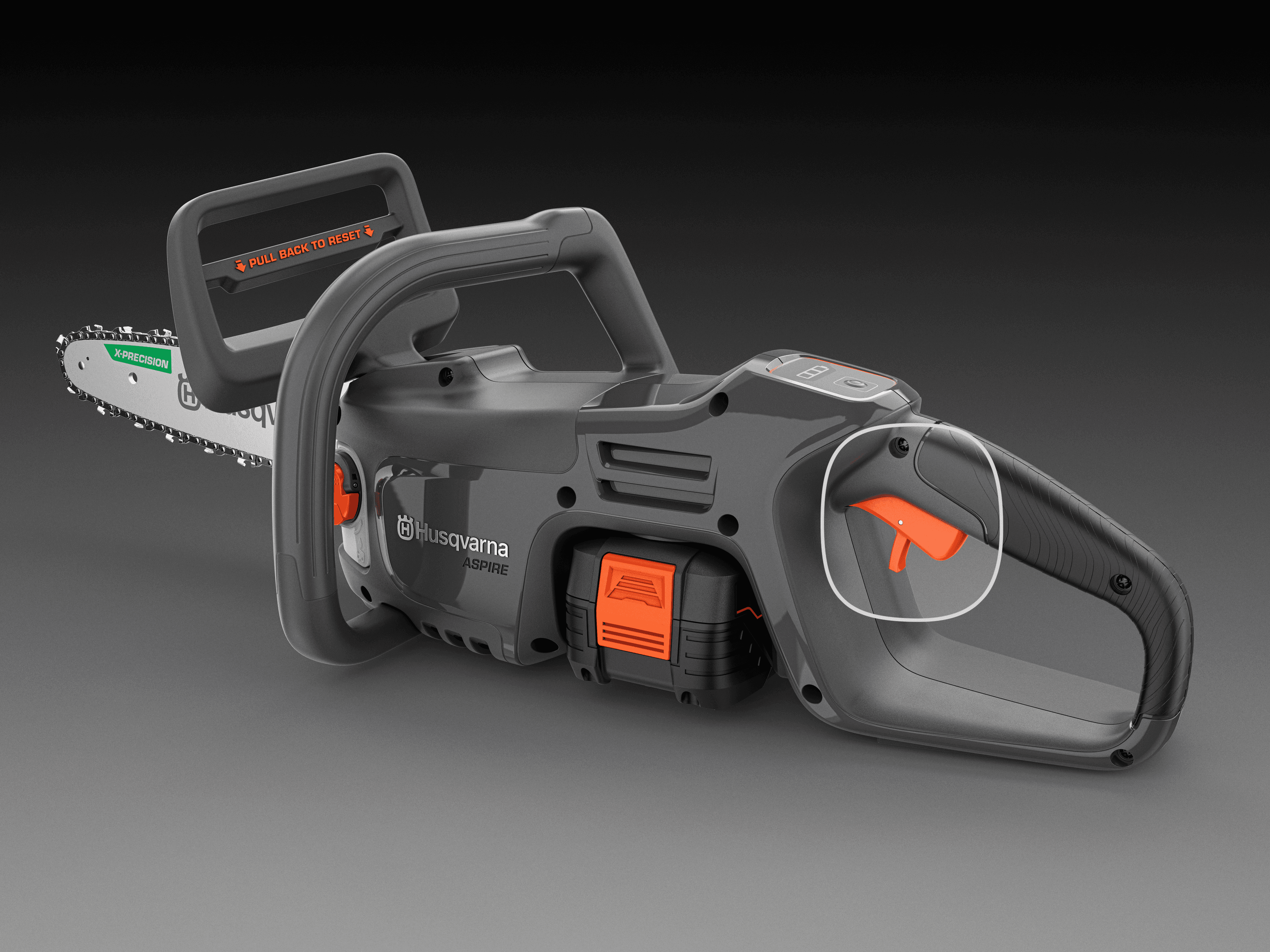 Sleek black design complemented by orange details that intuitively guide you to all interaction points image